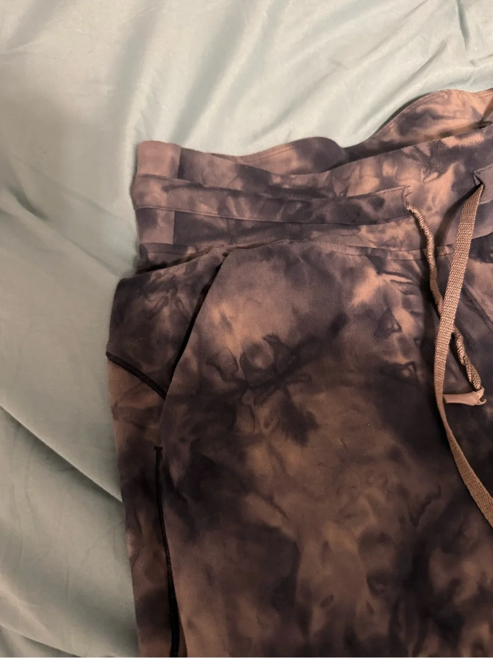 Tie-Dye Drawstring Sweatpants - Brown & Black